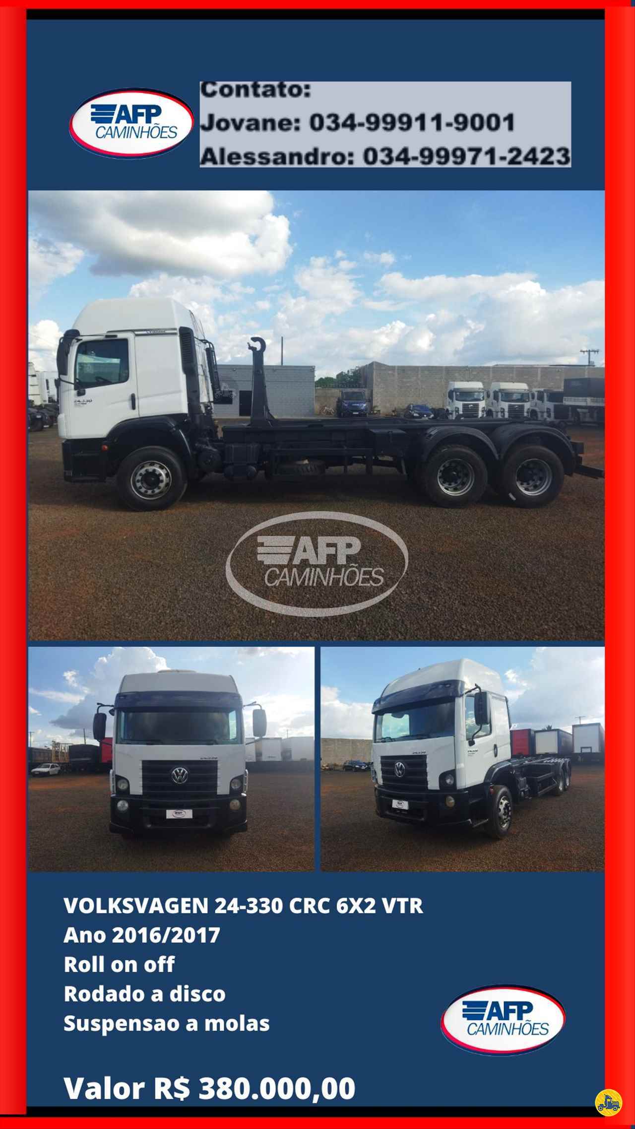 CAMINHAO VOLKSWAGEN VW 24330 Roll ON OFF Truck 6x2 AFP Caminhões UBERLANDIA MINAS GERAIS MG